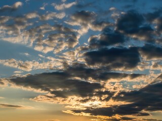 Dramatic Sunset Sky with Golden Clouds