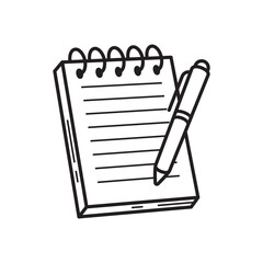 📝 Simple Outline Notebook and Pen Illustration
