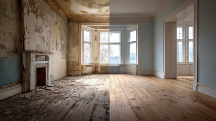  room before and after renovation,
