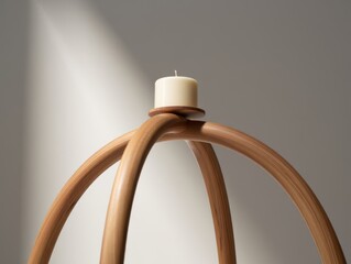 Elegant wooden candle holder with soft light