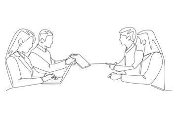 Business meetings concept one-line drawing