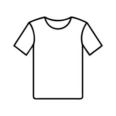 Simple black outline drawing of a tshirt on a, representing a basic garment for everyday wear and fashion