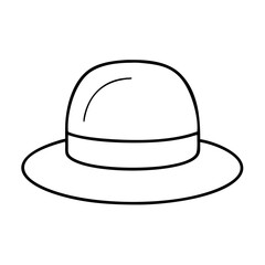 Simple black and white line drawing of a fedora hat
