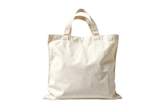 Plain beige cotton tote bag with handles isolated on white background, clean and minimal layout concept for eco-friendly packaging. Ai generative