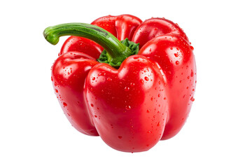 Fresh red bell pepper isolated on transparent background, closeup view