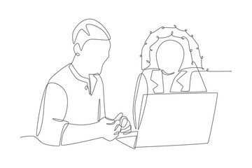 Business meetings concept one-line drawing