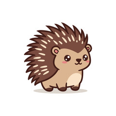 Adorable cartoon hedgehog standing sweetly outlined in black