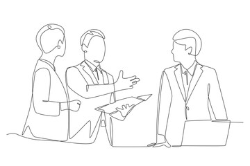 Business meetings concept one-line drawing