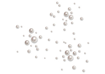 Scattered pearls on a transparent background, isolated on transparent background