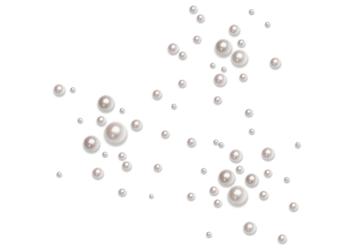 Scattered pearls on a transparent background, isolated on transparent background