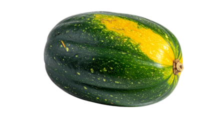 Ripe green and yellow acorn squash isolated on transparent background