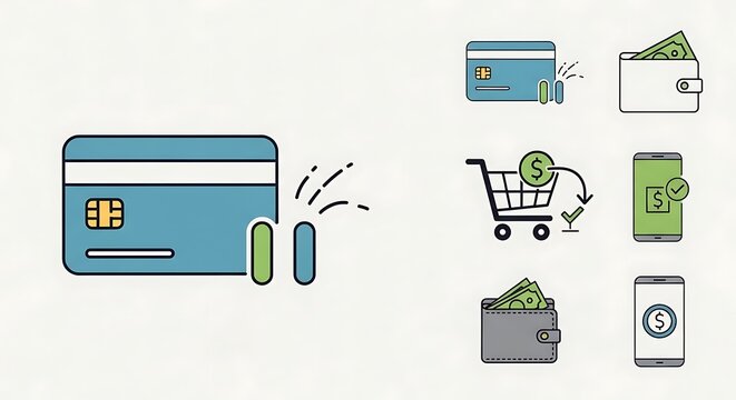 Vector icon set for finance money and digital payment methods.