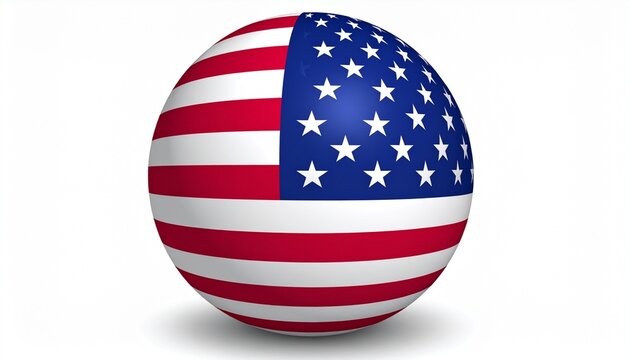 “Spherical object wrapped in American flag design with blue field of stars and red and white stripes” - Powered by Adobe