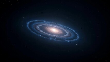 Stunning spiral galaxy rotating slowly in deep space, a celestial dance of cosmic proportions, perfect for science documentaries and space exploration videos