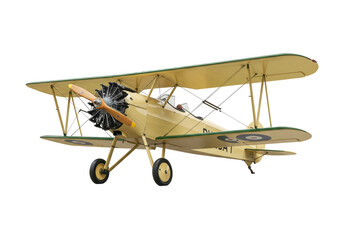 Isolated vintage biplane airplane aircraft, antique open cockpit plane, old aviation machine © Aline