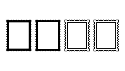 白色と黒色で構成された様々な配色の切手のアイコンセット
