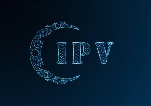 Low poly letter logo IPV design. IPV letter logo low poly vector design on blue color gradient background. IPV logo low poly design