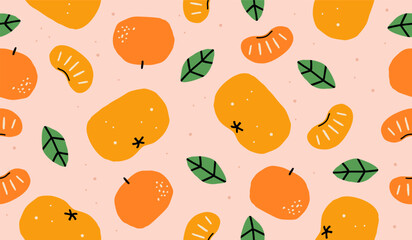 Cute orange fruits pattern background vector design