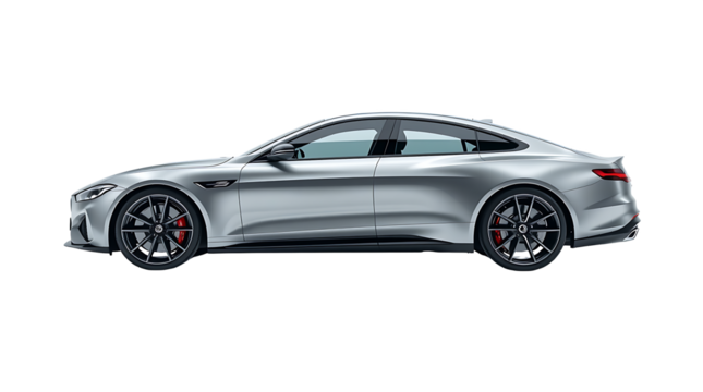 best silver car ,Silver sports car png, isolated on transparent background