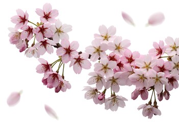Delicate pink cherry blossoms on branches with falling petals sakura pink flowers 1