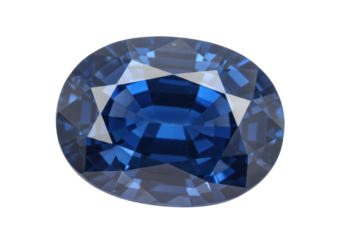 Isolated oval cut sapphire with many internal reflections makes for a rich gemstone