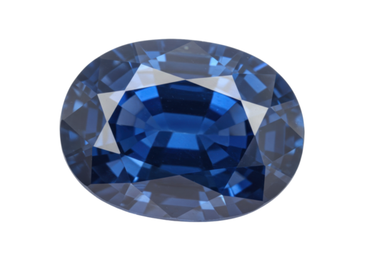 Isolated oval cut sapphire with many internal reflections makes for a rich gemstone