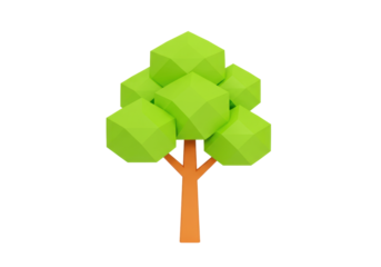 Isolated low-poly tree illustration against a plain backdrop, stylized and minimalist art