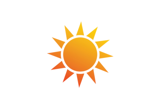 Isolated Yellow Sun Icon with Rays, Graphic Sunburst Design, Summer Radiance and Sunny Symbol