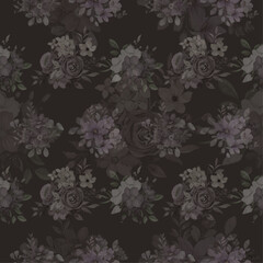 Romantic Mocha Brown Floral Design with Baroque Elegance