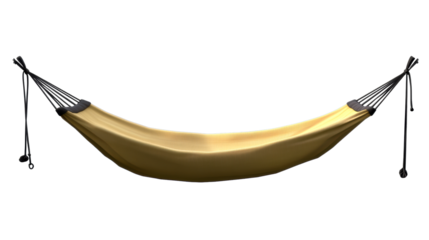 Single Fabric Hammock Suspended on White Background