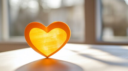 Vibrant Orange Heart Cutout on White Surface