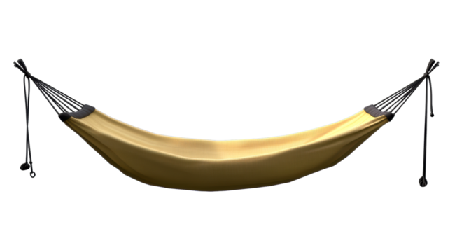 Single Fabric Hammock Suspended on White Background