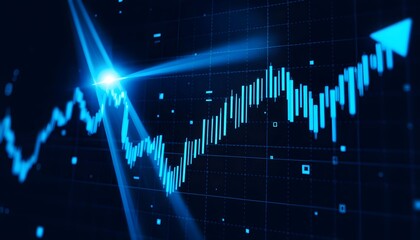 Abstract representation of a financial market graph, showing upward trend and growth.