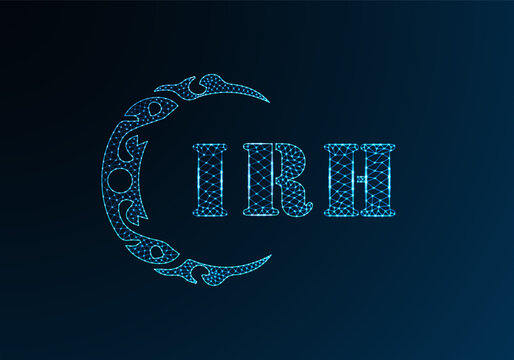 Low poly letter logo IRH design. IRH letter logo low poly vector design on blue color gradient background. IRH logo low poly design