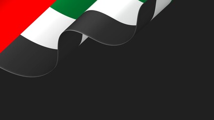 United Arab Emirates Flag Waving on Black Background