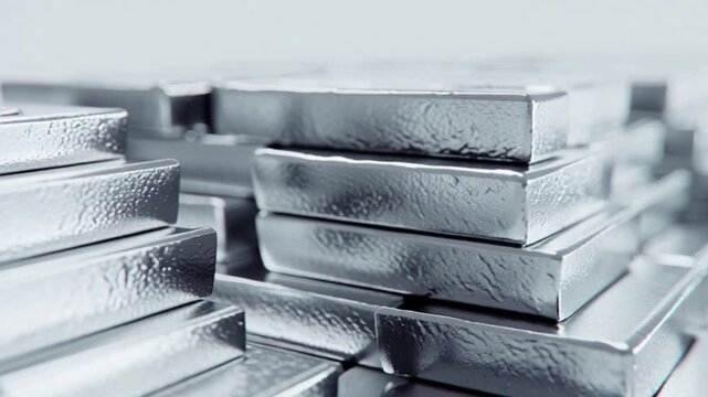 Financial Wealth and Stability in Silver Form,
Economic Power Stacked Silver Bars Background