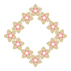 Floral diamond frame design on a white background. Vector illustration.