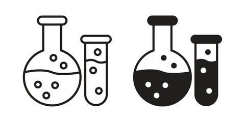 Chemistry icon flat and thin stroke vector pack. Editable icons set