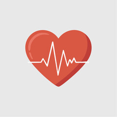 A vibrant red heart icon featuring a white electrocardiogram line, symbolizing health and vitality.