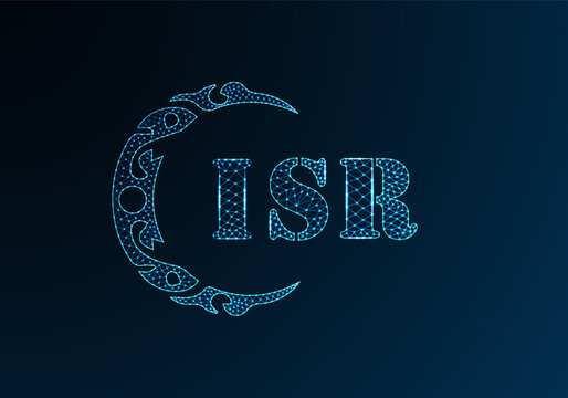 Low poly letter logo ISR design. ISR letter logo low poly vector design on blue color gradient background. ISR logo low poly design