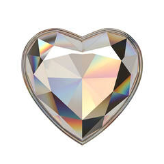 Heart shaped diamond gemstone with rainbow refractions on black background love romance
