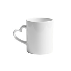 White Ceramic Mug With Heart Shaped Handle Isolated on Black