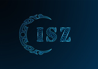 Low poly letter logo ISZ design. ISZ letter logo low poly vector design on blue color gradient background. ISZ logo low poly design
