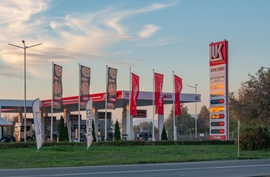 November 2025, near Burgas, Bulgaria. A Lukoil petrol station after the announcement of company's sale in order to avoid  the EU and USA sanctions on the Russian oil and gas industry.