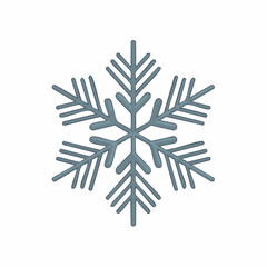 A stylized blue-grey snowflake with a subtle embossed effect, isolated on a white background, representing winter and cold.