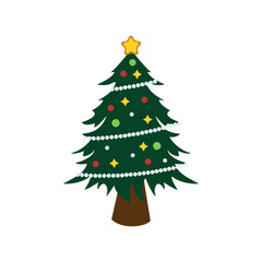 Abstract drawing of a festive decorated Christmas tree on a white background - Vector illustration