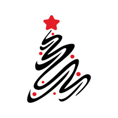 Abstract drawing of a Christmas tree on a white background - Vector illustration