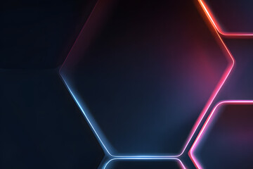 neon geometric shapes framing a dark blank area creating a modern vibrant futuristic banner design