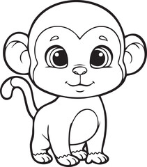 silhouette of clean vector of baby Monkey isolated on white background