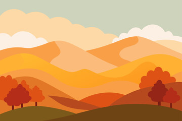 Fototapeta premium Autumn Foggy Hills Vector Background